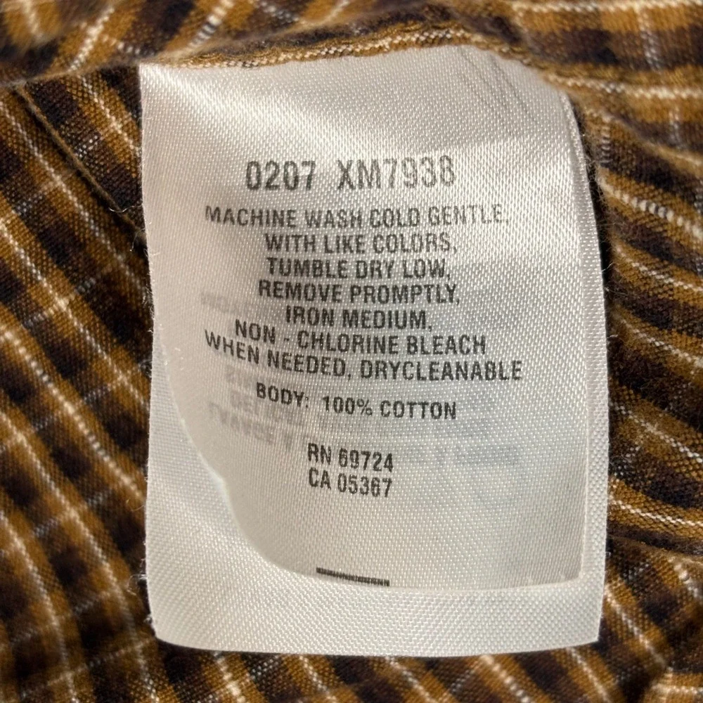 Columbia Mens Brown Plaid Button Up Long Sleeve Outdoor Shirt Large